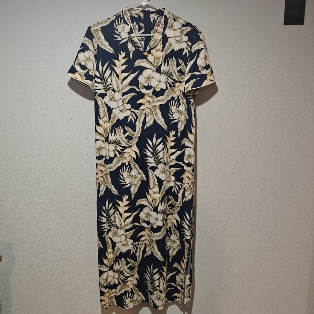 Isand Moments By Emme Iolani Sportswear Maxi Dress Hawaiian Medium Slit Leg